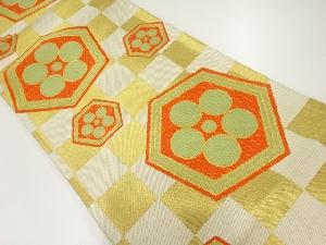 市松に梅鉢模様織出し振袖用袋帯